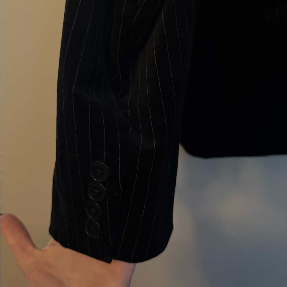 Lauren Ralph Lauren Women's Black Pinstripe Velvet Blazer - Picture 4 of 4